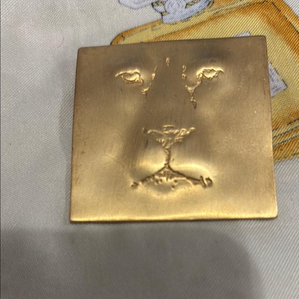 Gold Lion Face Brooch